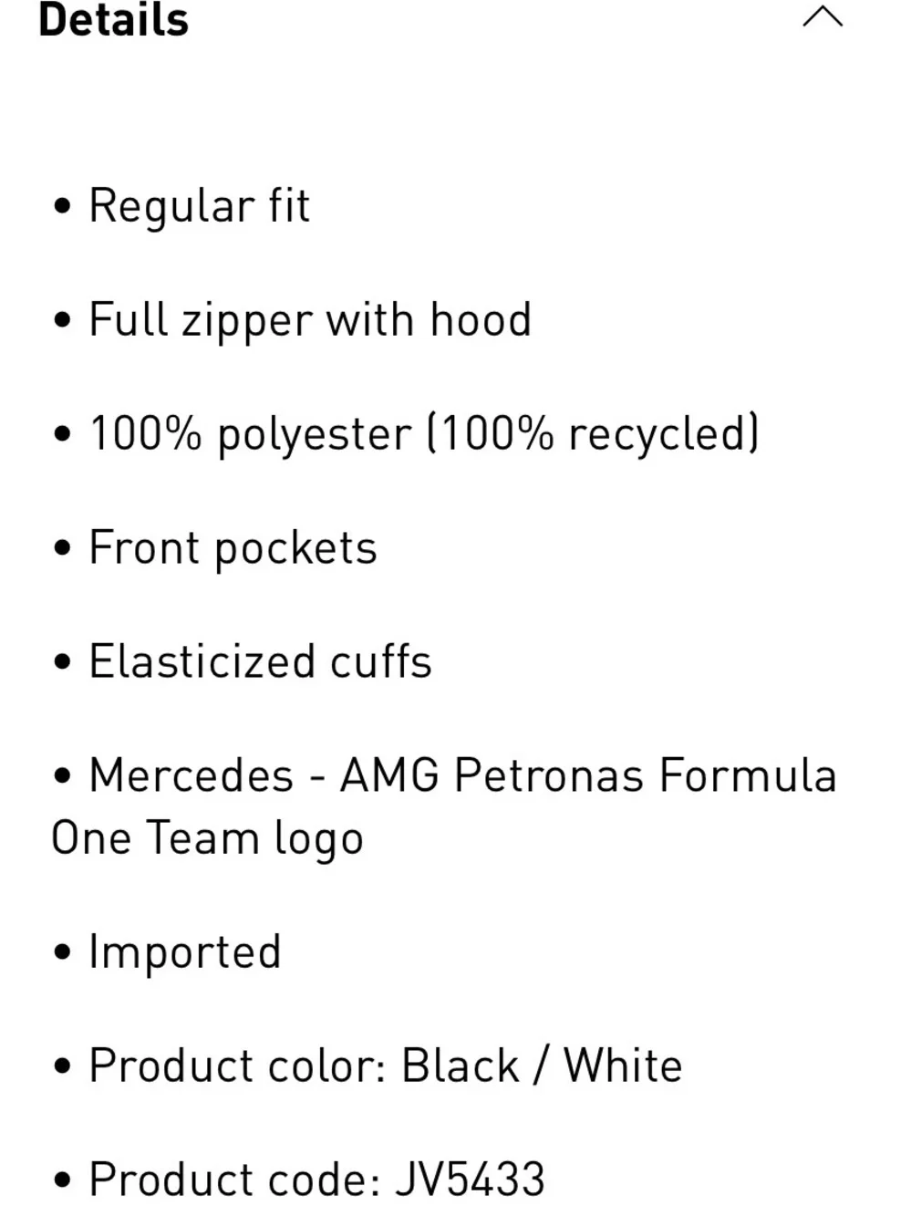 Adidas Mercedes AMG PETRONAS F1 Team DNA Puffer Jacket Size M Men’s Style JV5433